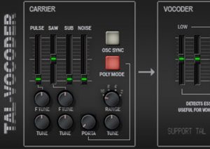 A picture of a TAL-Vocoder mixer with different controls.