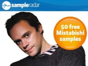 A man in a sweater with the words Mistabishi 50 free samples.