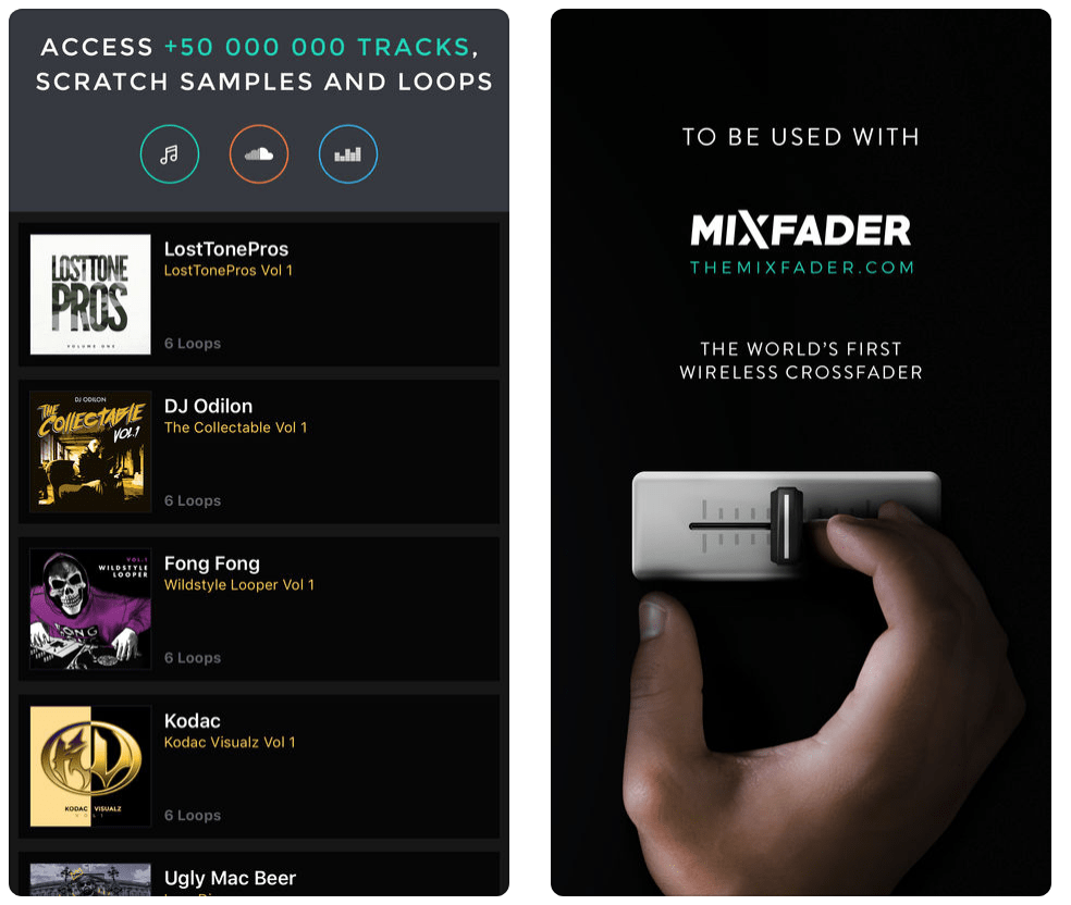 Mixader is a free app that allows you to create your own beats and loops.