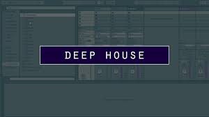 A deep house soundbank displayed on a screen with the words "Deep House" using Sylenth1.