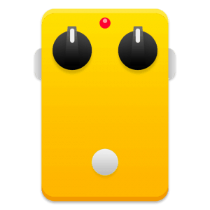 A yellow Tonebridge guitar pedal with two buttons on it.