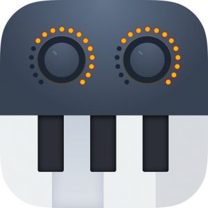 An icon of a DJ app with a keyboard on it.