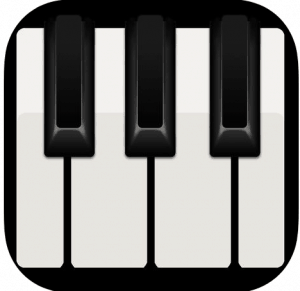 A black and white piano icon.