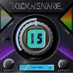 A screenshot of a music player with a snare and kick drum displayed.