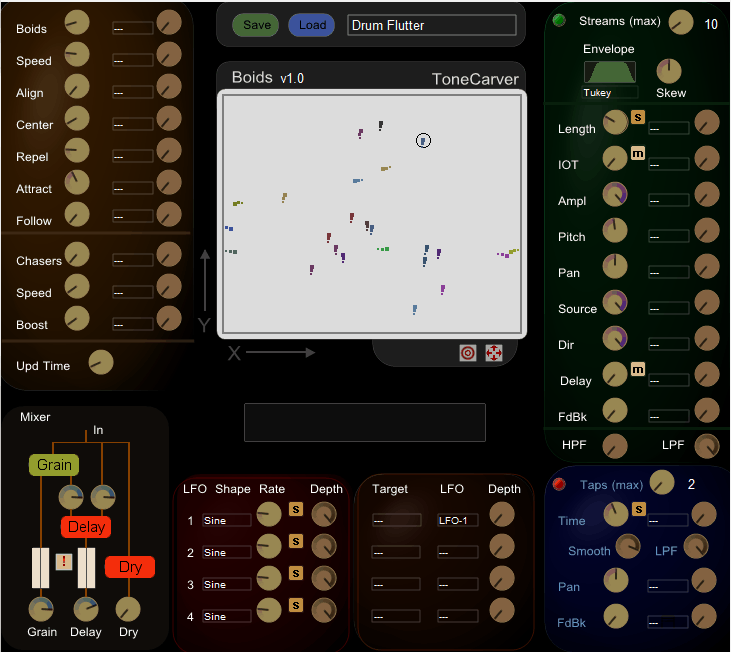 A computer screen showing a number of different Boids instruments.