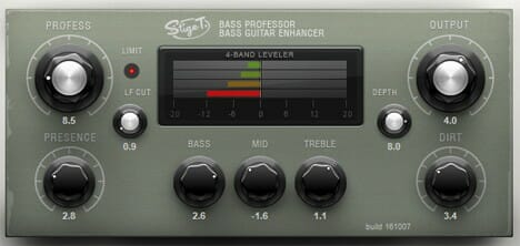 Bassprofessor control panel with a number of knobs and buttons.