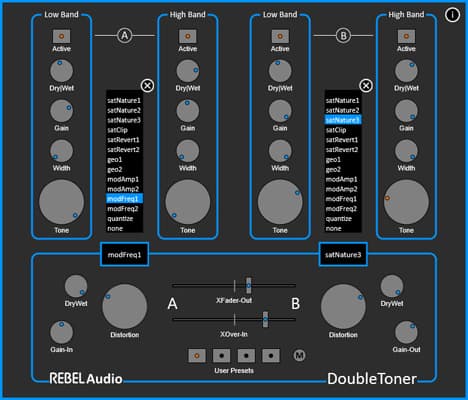 A screenshot of the rebel DoubleToner controller.