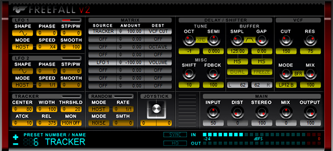 FreeFall V2 interface