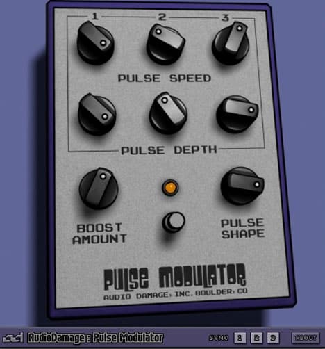 A picture of a PulseModulator pedal with buttons on it.