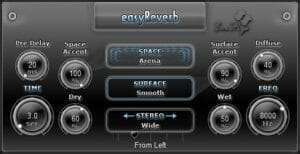 A black screen with a number of easyReverb buttons on it.