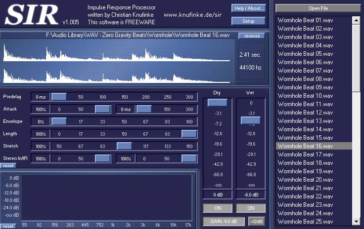 A screen shot of the SIR1 software.