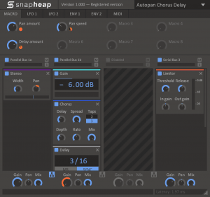 A screen shot of a synthesizer with different settings in Snap Heap.