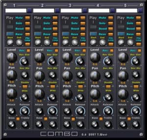 A Combo Pro mixer with a number of knobs and buttons.