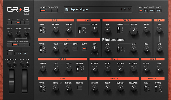 GR-8 Virtual Synthesizer plugin interface