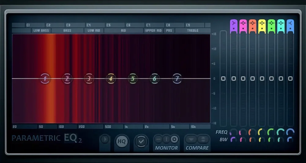 A computer screen displaying a spectrum of colors.