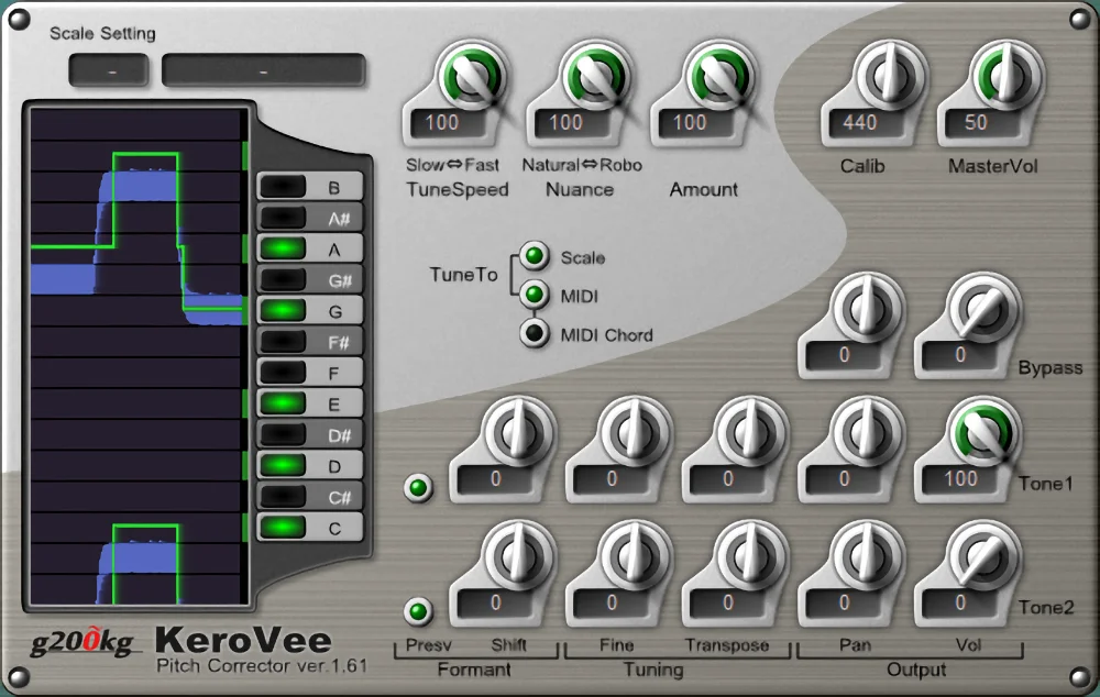 Kerovee user interface- free autotune vst plugins