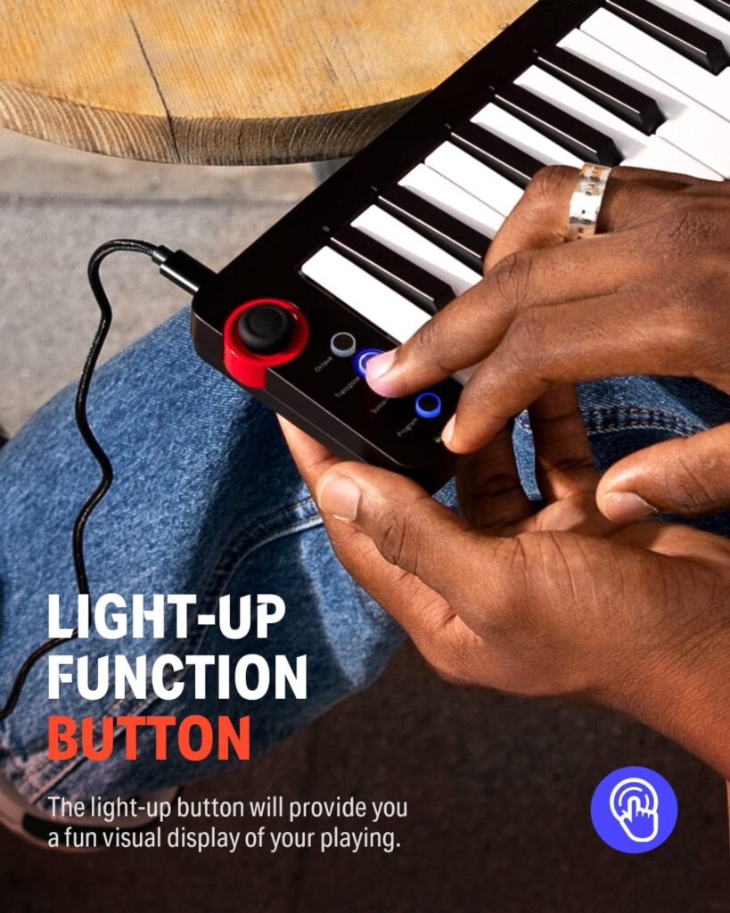 Donner Mini MIDI Keyboard, N-25 25 Key MIDI Controlle with Velocity-Sensitive Mini KeysLight-up Rocker and Music Production Software Included, Small MIDI Keyboard with 40 Free Courses