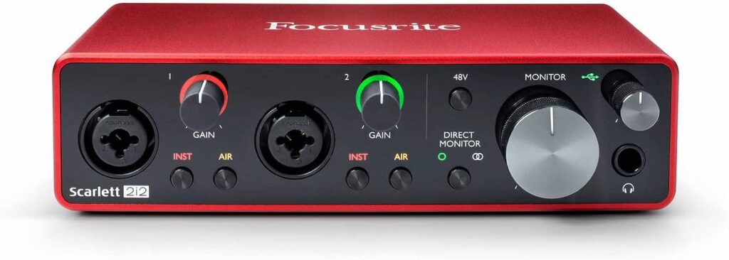 Focusrite Scarlett 2i2 3rd Gen USB Audio Interface for Recording, Songwriting, Streaming and Podcasting — High-Fidelity, Studio Quality Recording, and All the Software You Need to Record