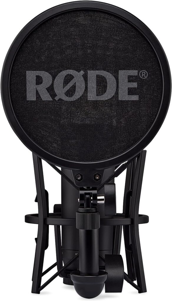 RØDE NT1 5th Generation Large-diaphragm Studio Condenser Microphone with XLR and USB Outputs, Shock Mount and Pop Filter for Music Production, Vocal Recording and Podcasting (Black)