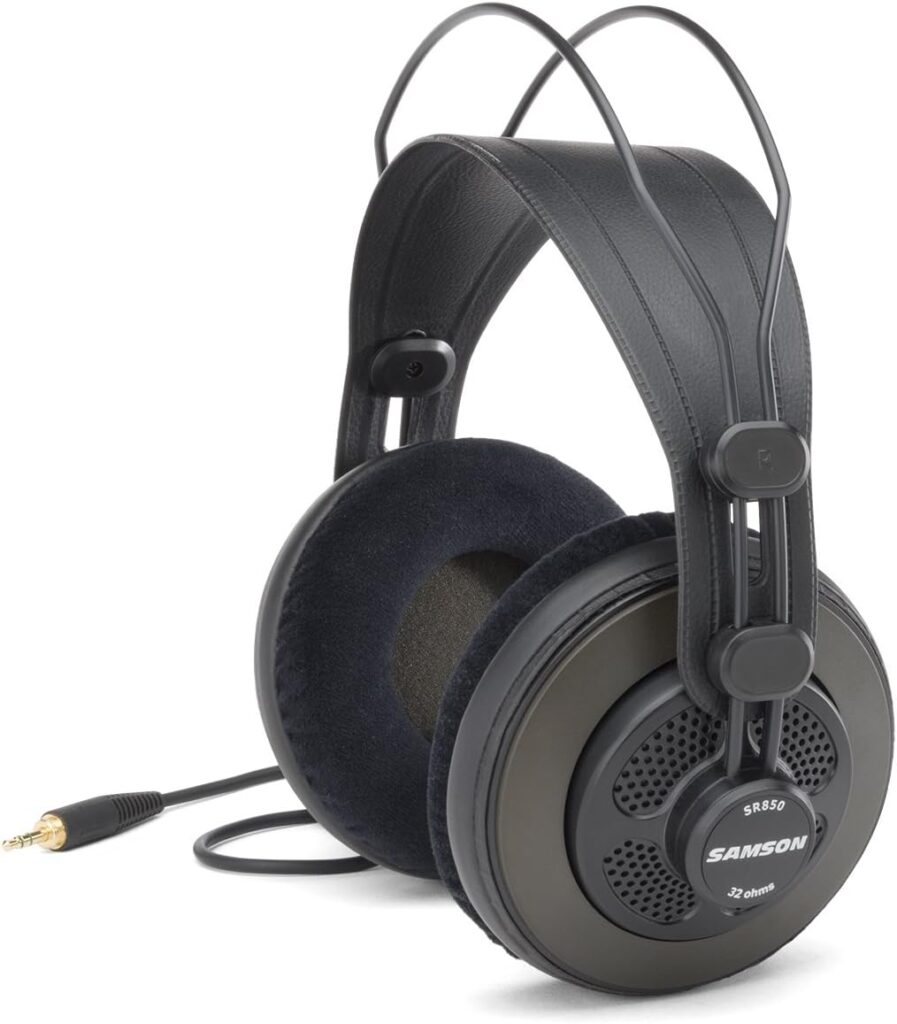 Samson Semi Open-Back Studio Reference Headphones, Black, Over Ear (.)