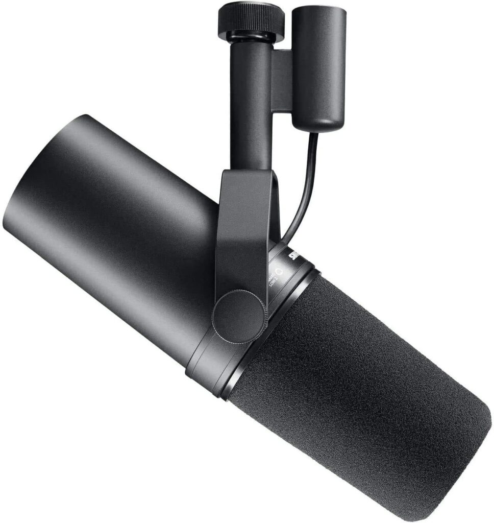 Shure SM7B Vocal Dynamic Microphone for Broadcast, Podcast  Recording, XLR Studio Mic for Music  Speech, Wide-Range Frequency, Warm  Smooth Sound, Rugged Construction, Detachable Windscreen - Black