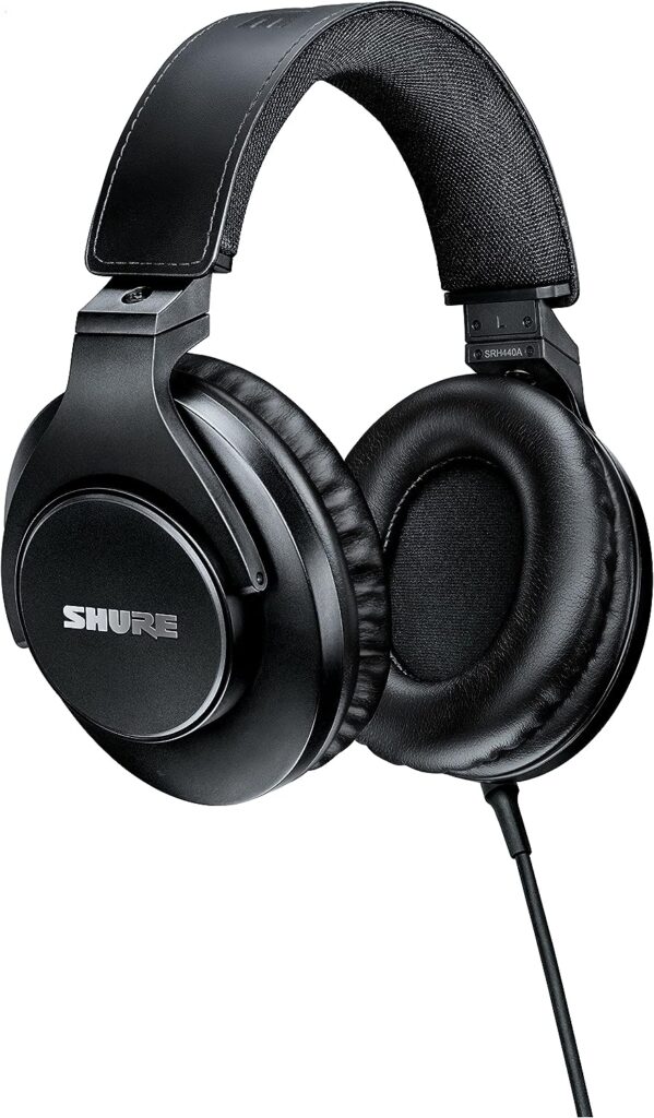 Shure SRH440A Over-Ear Wired Headphones for Monitoring  Recording, Professional Studio Grade, Enhanced Frequency Response, Work with All Audio Devices, Adjustable  Collapsible Design - 2022 Version