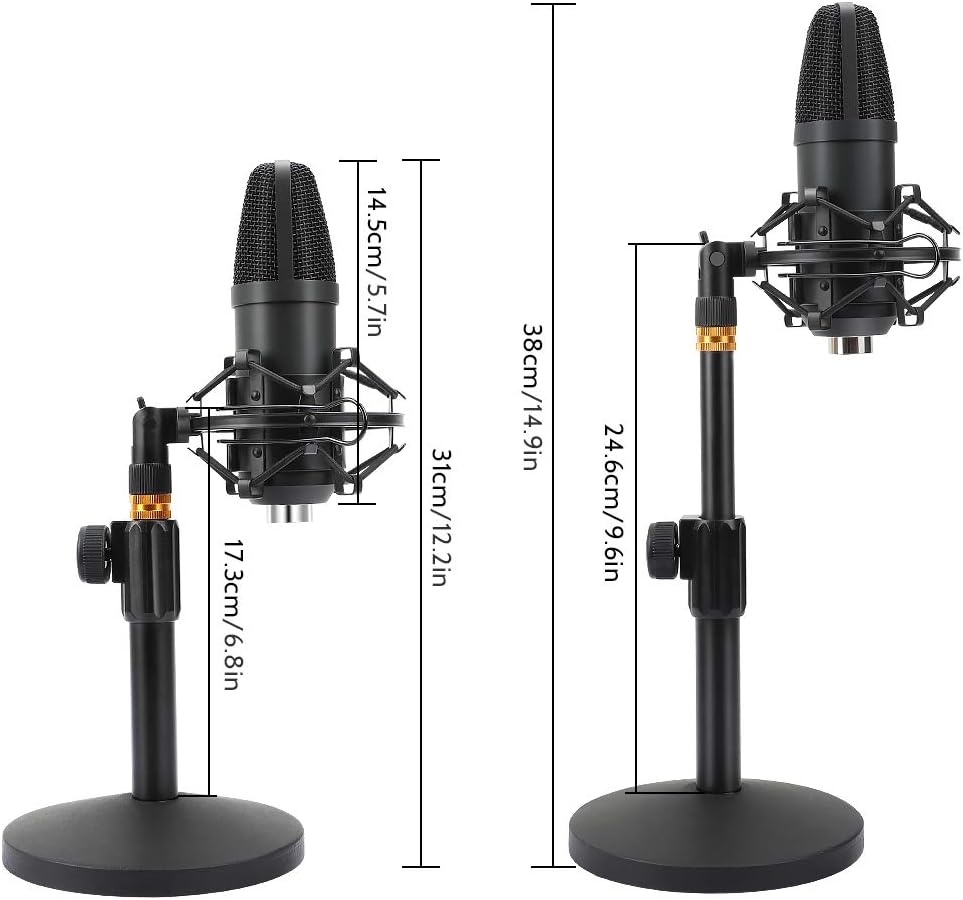 ZHENREN Professional Studio Condenser Microphone, Computer PC Microphone Kit with 3.5mm XLR/Pop Filter/Shock Mount for Professional Studio Recording Podcasting Broadcasting