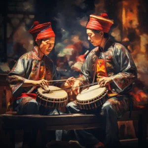 chinnese people drumming