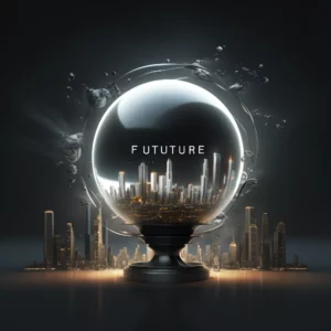 globe with city in it and text future