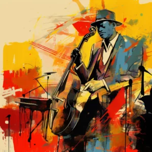 man playing jazz instruments illustration