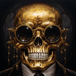 skull man wearing goggles illustration