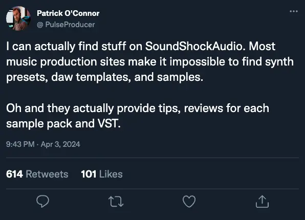 Patrick O'Conner Tweet X Testimonial