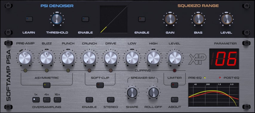 The control panel of a SoftAmp synthesizer.