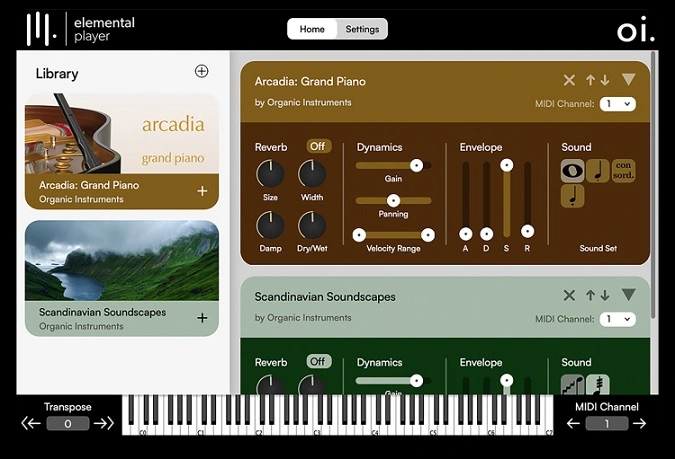 Elemental Player by Organic Instruments GUI