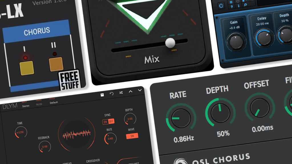 Image displaying multiple GUI featuring free chorus vst plugins.