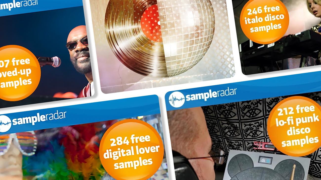 Image displaying multiple artworks featuring free Nu Disco sample packs.